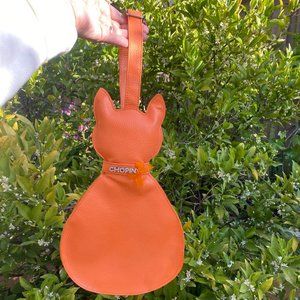 Chopin Roma Orange Cat Purse bag Cross Body Bag Vegan faux Leather Italian